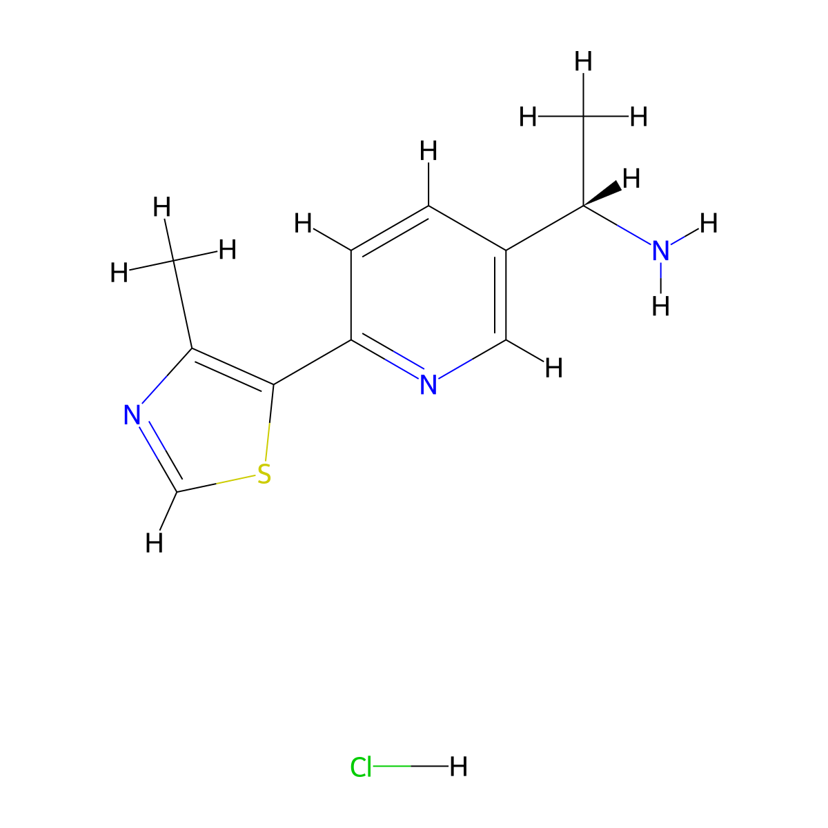 (S)-1-(6-(4-Methylthiazol-5-yl)pyridin-3-yl)ethan-1-amine hydrochloride molecular structure, CAS 2378052-12-9