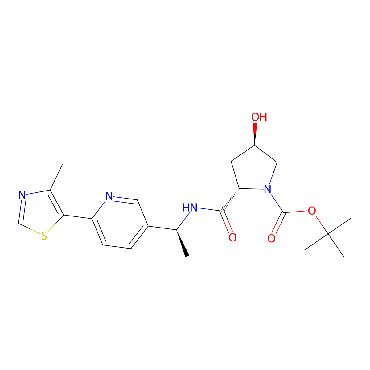 (2S,4R)-1-Boc-4-hydroxy-N-[(S)-1-[6-(4-methyl-5-thiazolyl)-3-pyridyl]ethyl]pyrrolidine-2-carboxamide molecular structure, CAS 2378052-13-0