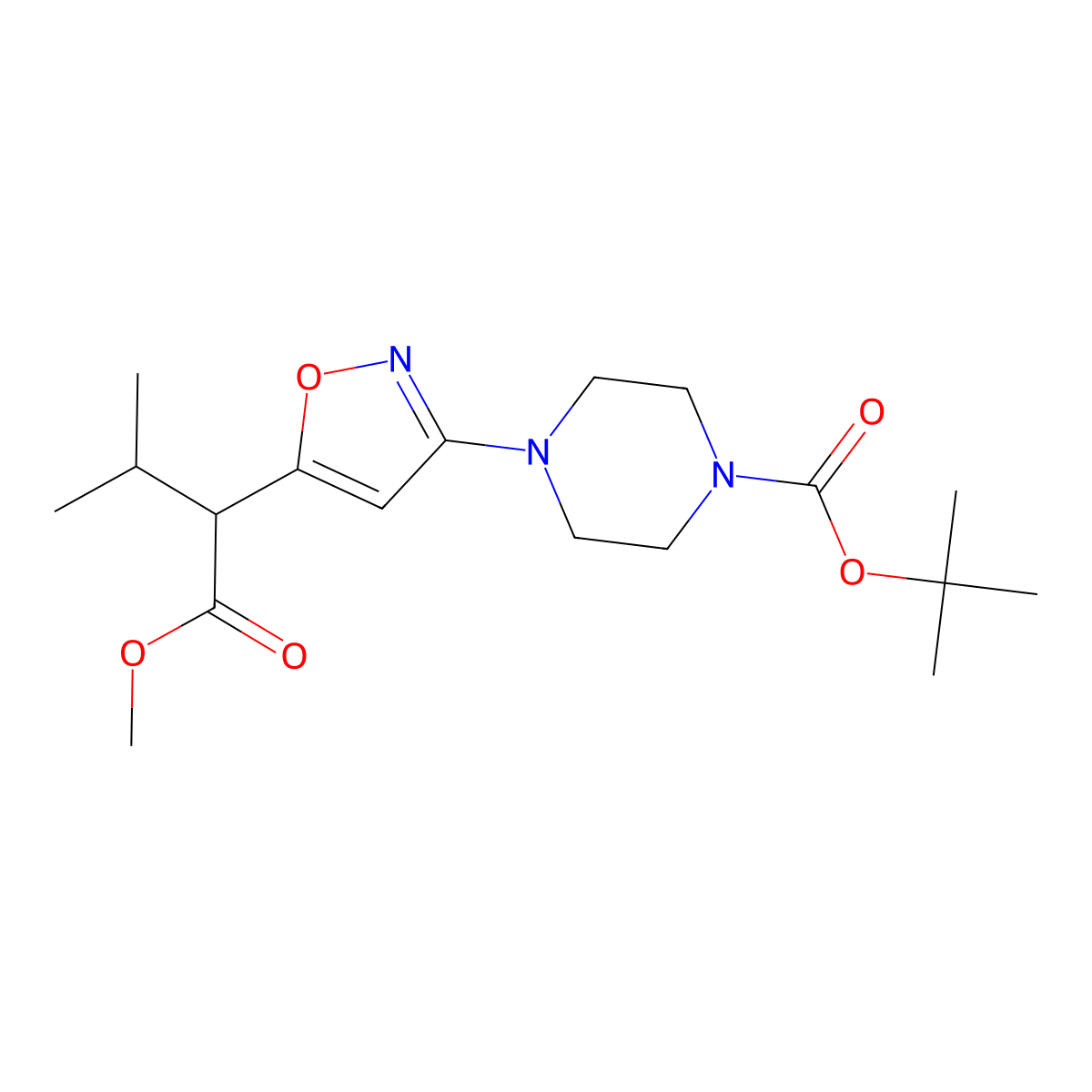 Tert-butyl 4-[5-(1-methoxycarbonyl-2-methyl-propyl)isoxazol-3-yl]piperazine-1-carboxylate molecular structure, CAS 2378053-96-2
