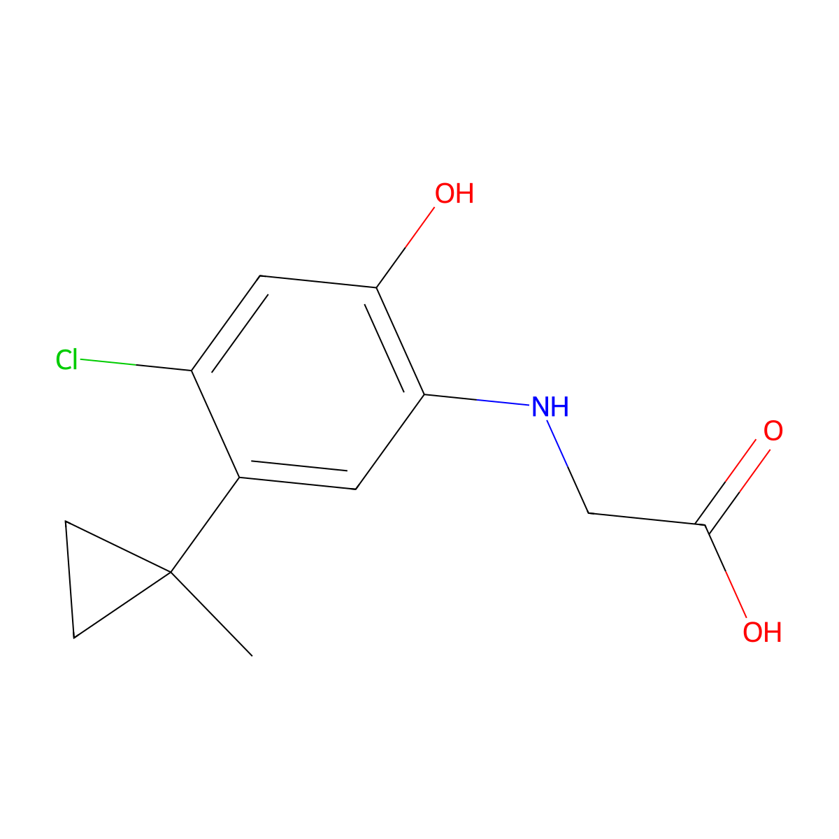 (4-Chloro-2-hydroxy-5-(1-methylcyclopropyl)phenyl)glycine molecular structure, CAS 2378259-33-5