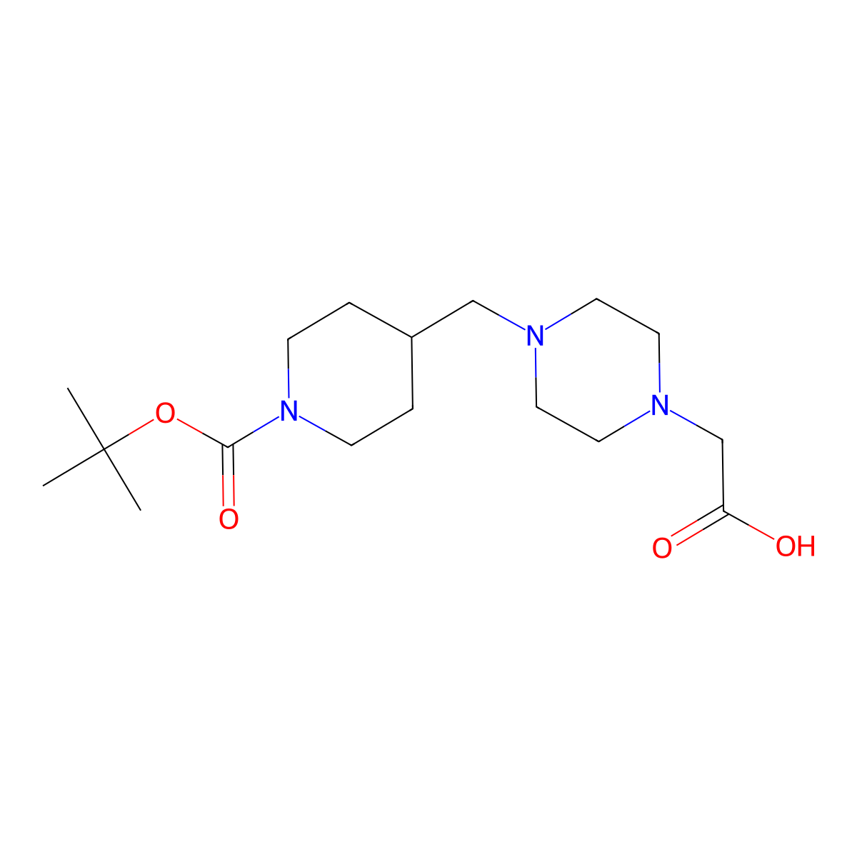 2-(4-[(1-[(tert-Butoxy)carbonyl]piperidin-4-yl)methyl]piperazin-1-yl)acetic acid molecular structure, CAS 2378261-06-2