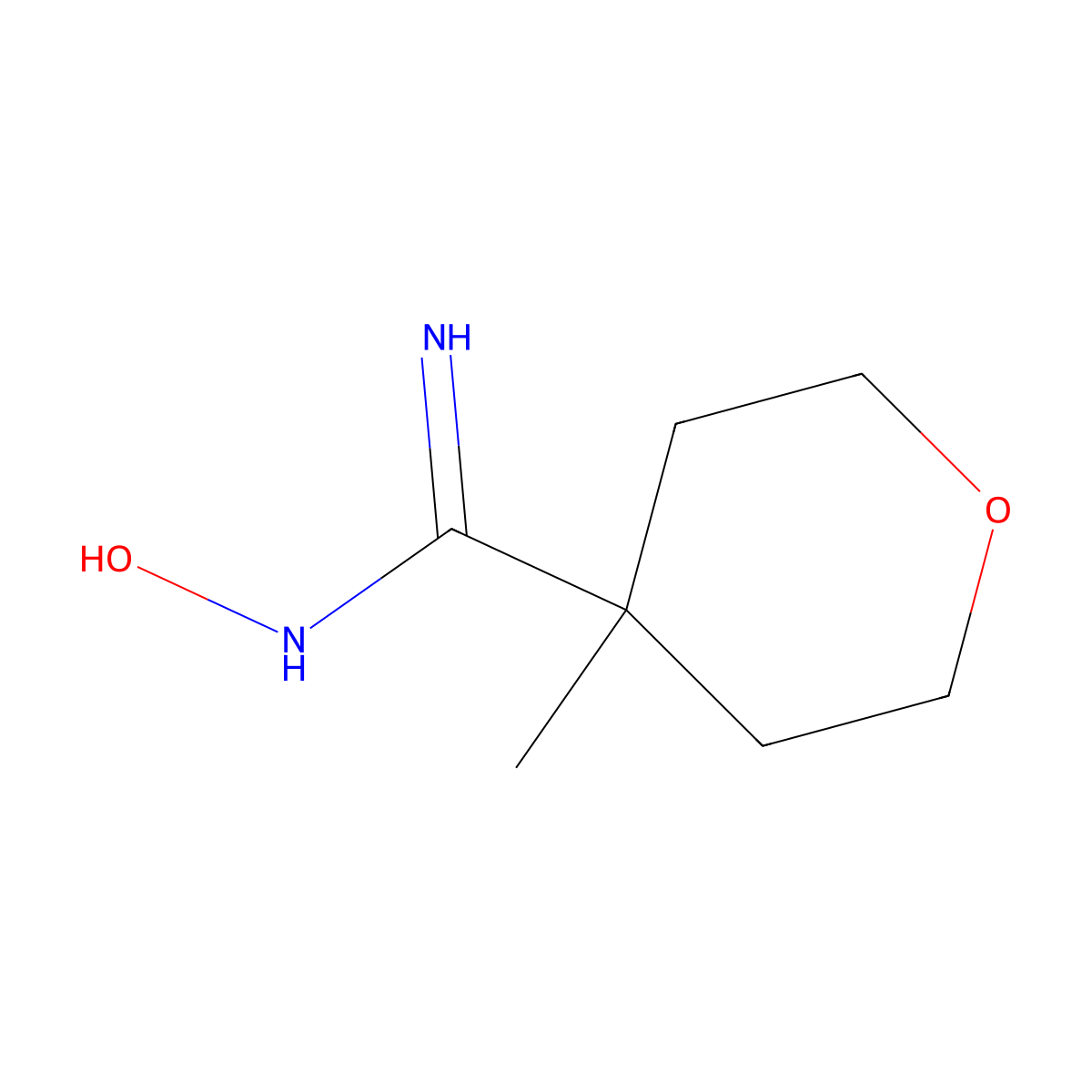 N-hydroxy-4-methyloxane-4-carboximidamide molecular structure, CAS 2378308-32-6