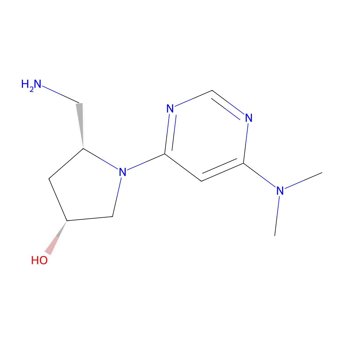 (3R,5R)-5-(aminomethyl)-1-[6-(dimethylamino)pyrimidin-4-yl]pyrrolidin-3-ol molecular structure, CAS 2378489-80-4
