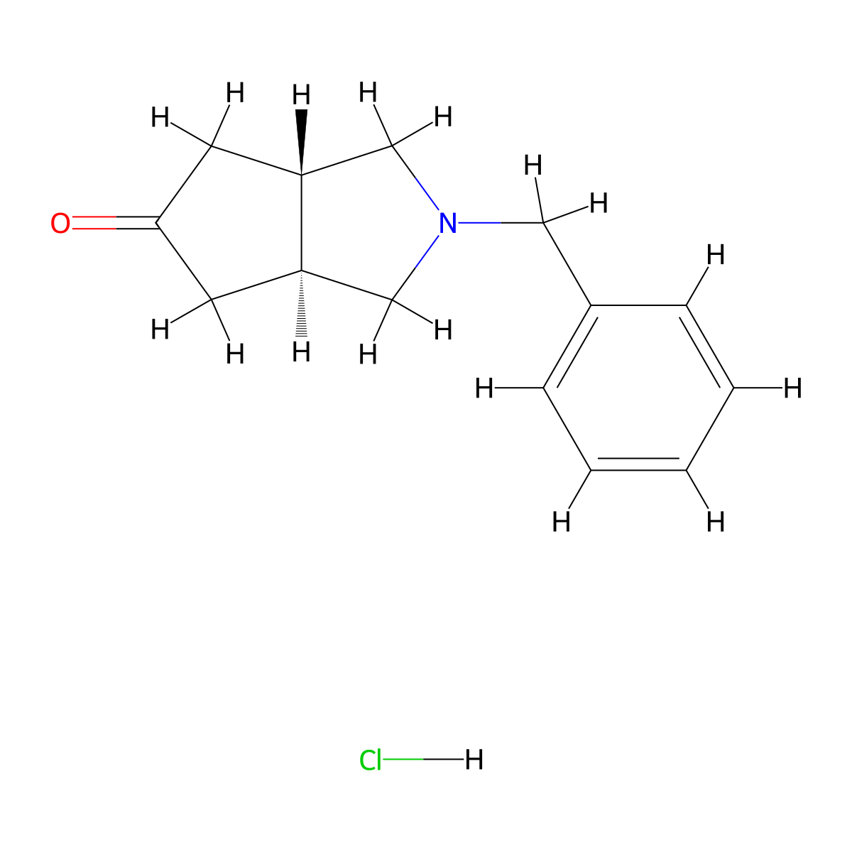 rac-(3aR,6aR)-2-benzyl-octahydrocyclopenta[c]pyrrol-5-onehydrochloride,trans molecular structure, CAS 2378489-84-8