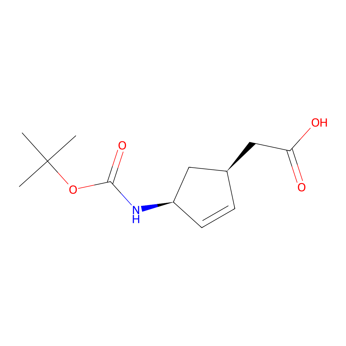 2-[(1S,4S)-4-{[(tert-butoxy)carbonyl]amino}cyclopent-2-en-1-yl]aceticacid molecular structure, CAS 2378489-89-3