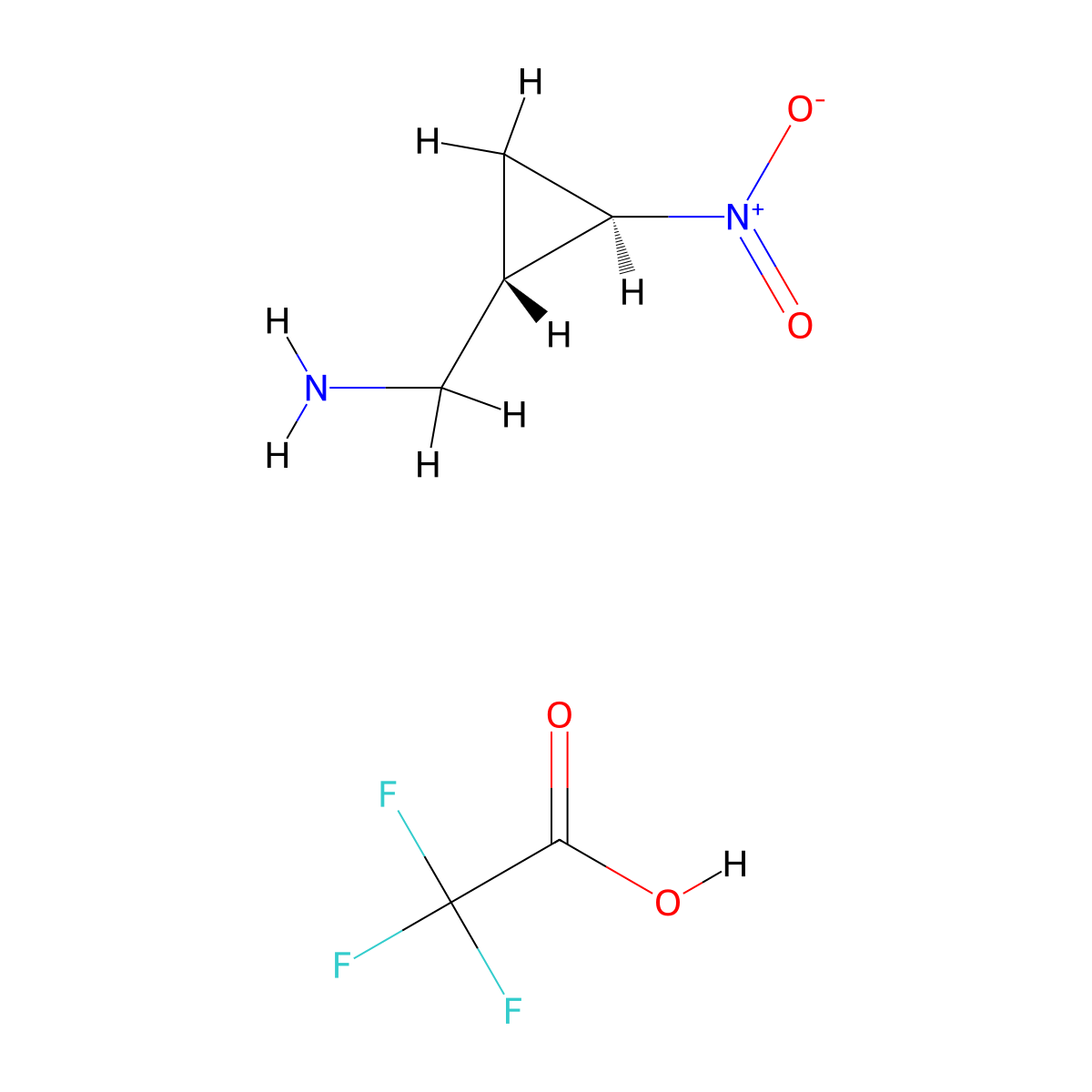 rac-((1R,2S)-2-nitrocyclopropyl)methanamine; trifluoroacetic acid molecular structure, CAS 2378489-92-8