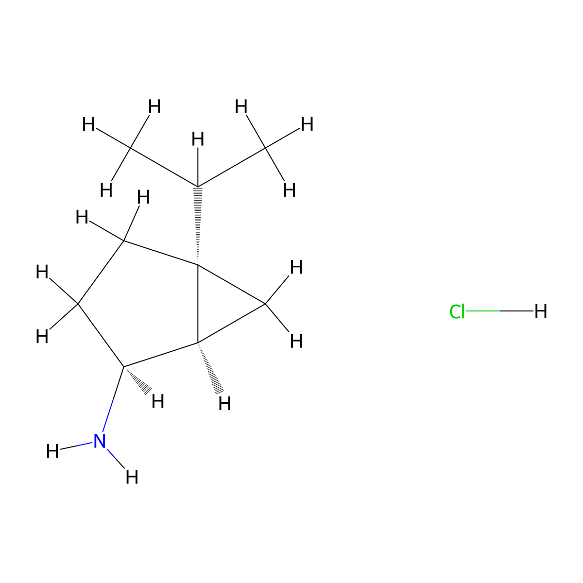 rac-(1R,2S,5S)-5-(propan-2-yl)bicyclo[3.1.0]hexan-2-aminehydrochloride molecular structure, CAS 2378490-00-5