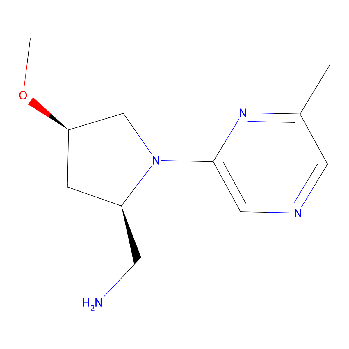 1-[(2R,4R)-4-methoxy-1-(6-methylpyrazin-2-yl)pyrrolidin-2-yl]methanamine molecular structure, CAS 2378490-05-0