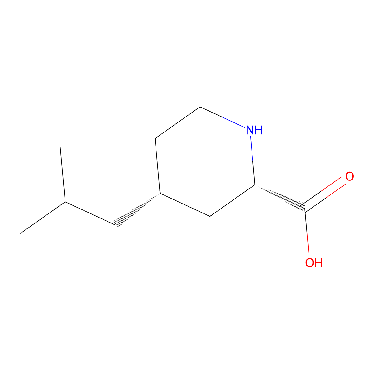 (2S,4R)-4-(2-Methylpropyl)piperidine-2-carboxylic acid molecular structure, CAS 2378490-23-2