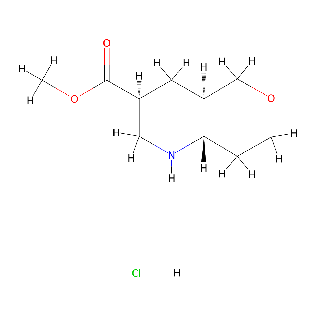rac-methyl(3R,4aS,8aR)-octahydro-1H-pyrano[4,3-b]pyridine-3-carboxylatehydrochloride molecular structure, CAS 2378490-32-3