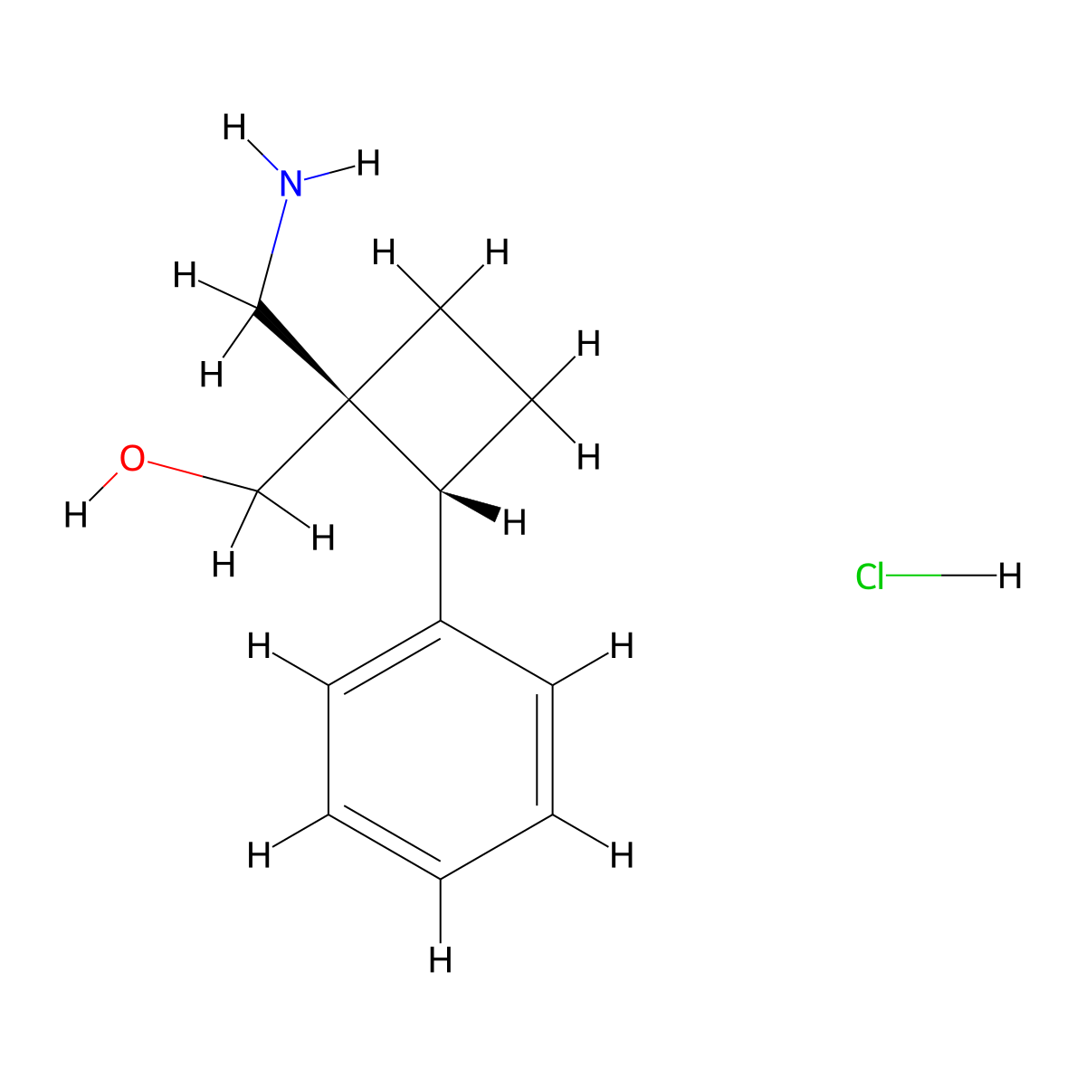 rac-[(1R,2R)-1-(aminomethyl)-2-phenylcyclobutyl]methanolhydrochloride,cis molecular structure, CAS 2378490-39-0