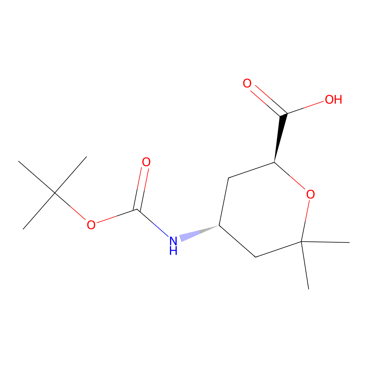 rac-(2R,4S)-4-{[(tert-butoxy)carbonyl]amino}-6,6-dimethyloxane-2-carboxylic acid molecular structure, CAS 2378490-60-7