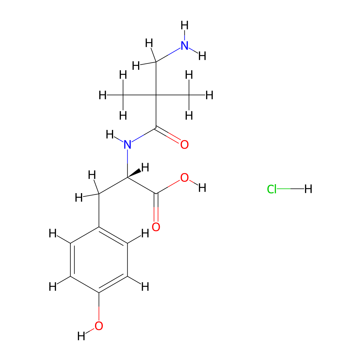 (2S)-2-(3-amino-2,2-dimethylpropanamido)-3-(4-hydroxyphenyl)propanoic acid hydrochloride molecular structure, CAS 2378490-67-4