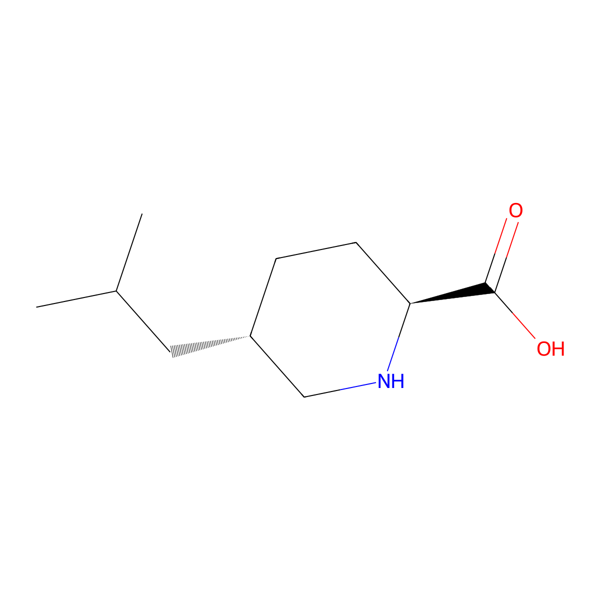 rac-(2R,5R)-5-(2-methylpropyl)piperidine-2-carboxylic acid molecular structure, CAS 2378490-70-9
