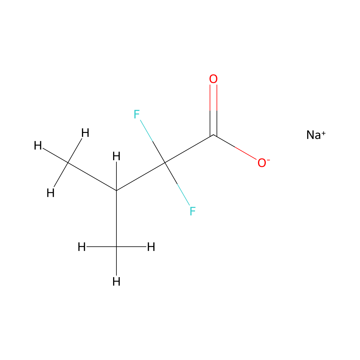 Sodium 2,2-difluoro-3-methylbutanoate molecular structure, CAS 2378501-08-5