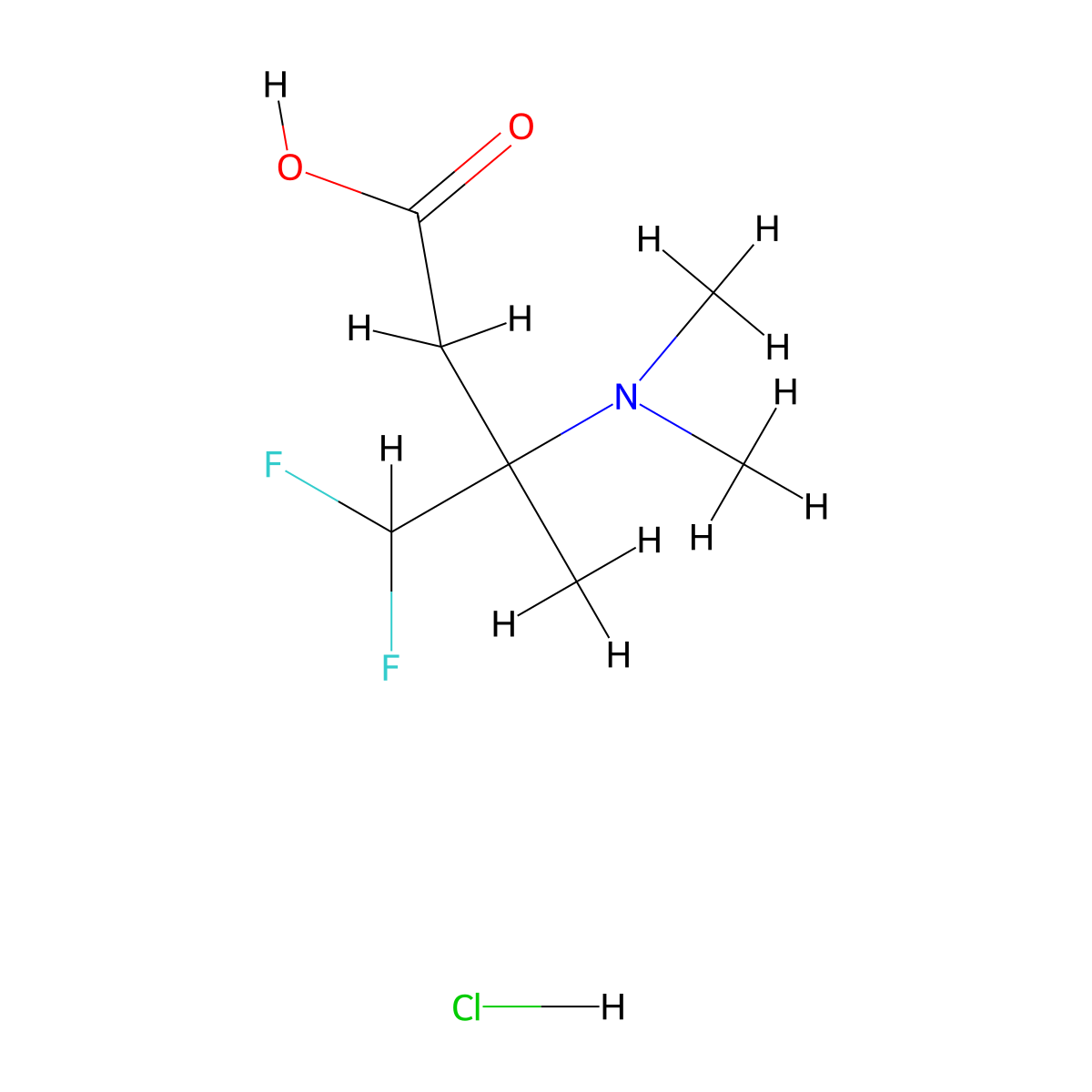3-(Dimethylamino)-4,4-difluoro-3-methylbutanoic acid hydrochloride molecular structure, CAS 2378501-14-3