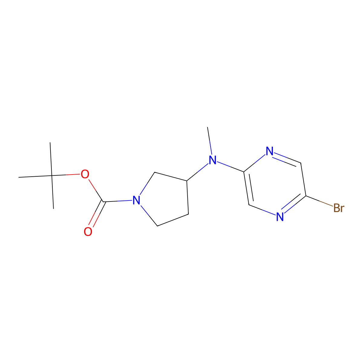 Tert-butyl 3-[(5-bromopyrazin-2-yl)(methyl)amino]pyrrolidine-1-carboxylate molecular structure, CAS 2378501-17-6