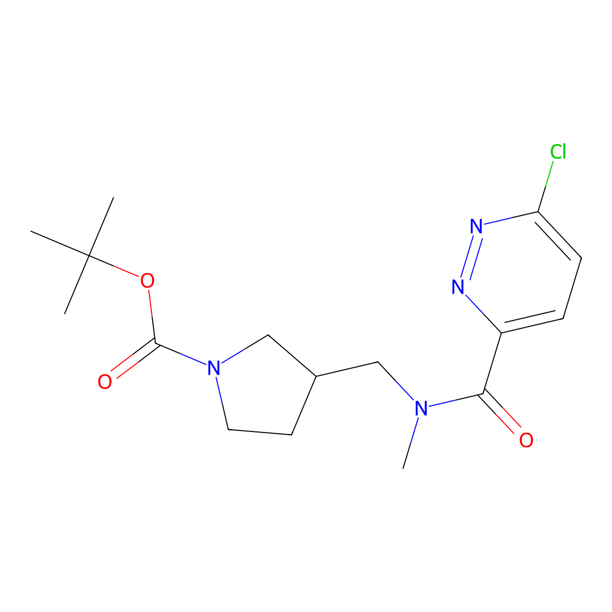 tert-butyl 3-{[1-(6-chloropyridazin-3-yl)-N-methylformamido]methyl}pyrrolidine-1-carboxylate molecular structure, CAS 2378501-23-4