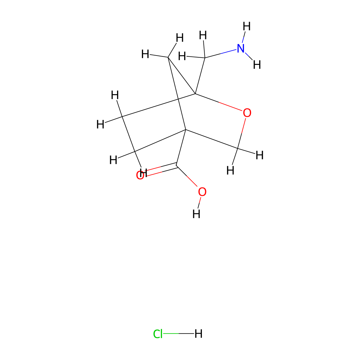 1-(Aminomethyl)-2-oxabicyclo(2.2.1)heptane-4-carboxylic acid hydrochloride molecular structure, CAS 2378501-28-9
