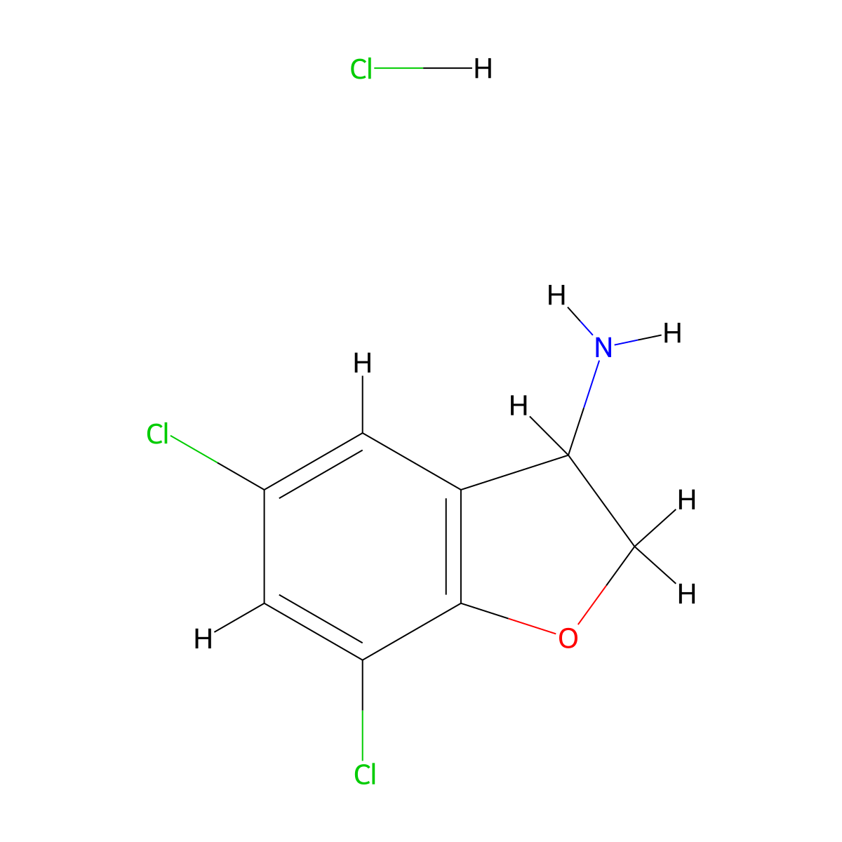 5,7-Dichloro-2,3-dihydro-1-benzofuran-3-amine hydrochloride molecular structure, CAS 2378501-32-5