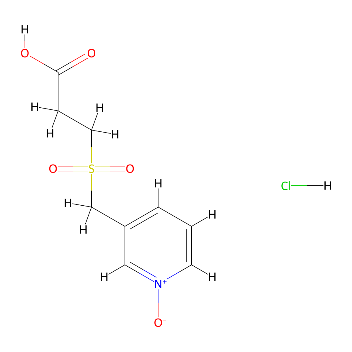 3-((2-Carboxyethanesulfonyl)methyl)pyridin-1-ium-1-olate hydrochloride molecular structure, CAS 2378501-33-6