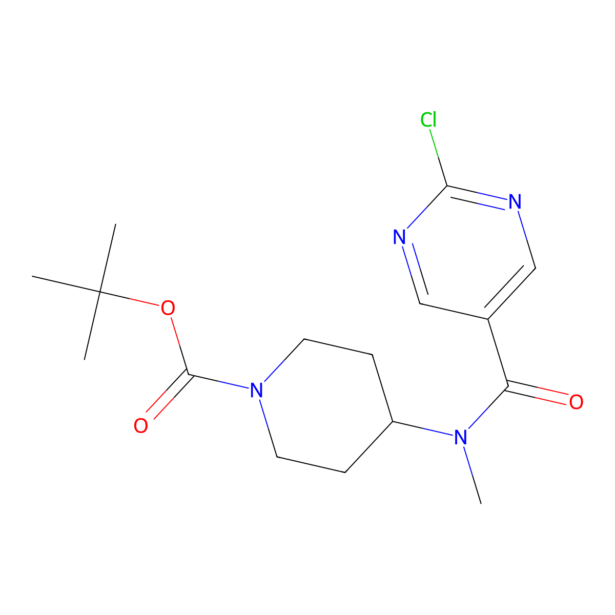 tert-butyl 4-(N-methyl2-chloropyrimidine-5-amido)piperidine-1-carboxylate molecular structure, CAS 2378501-36-9