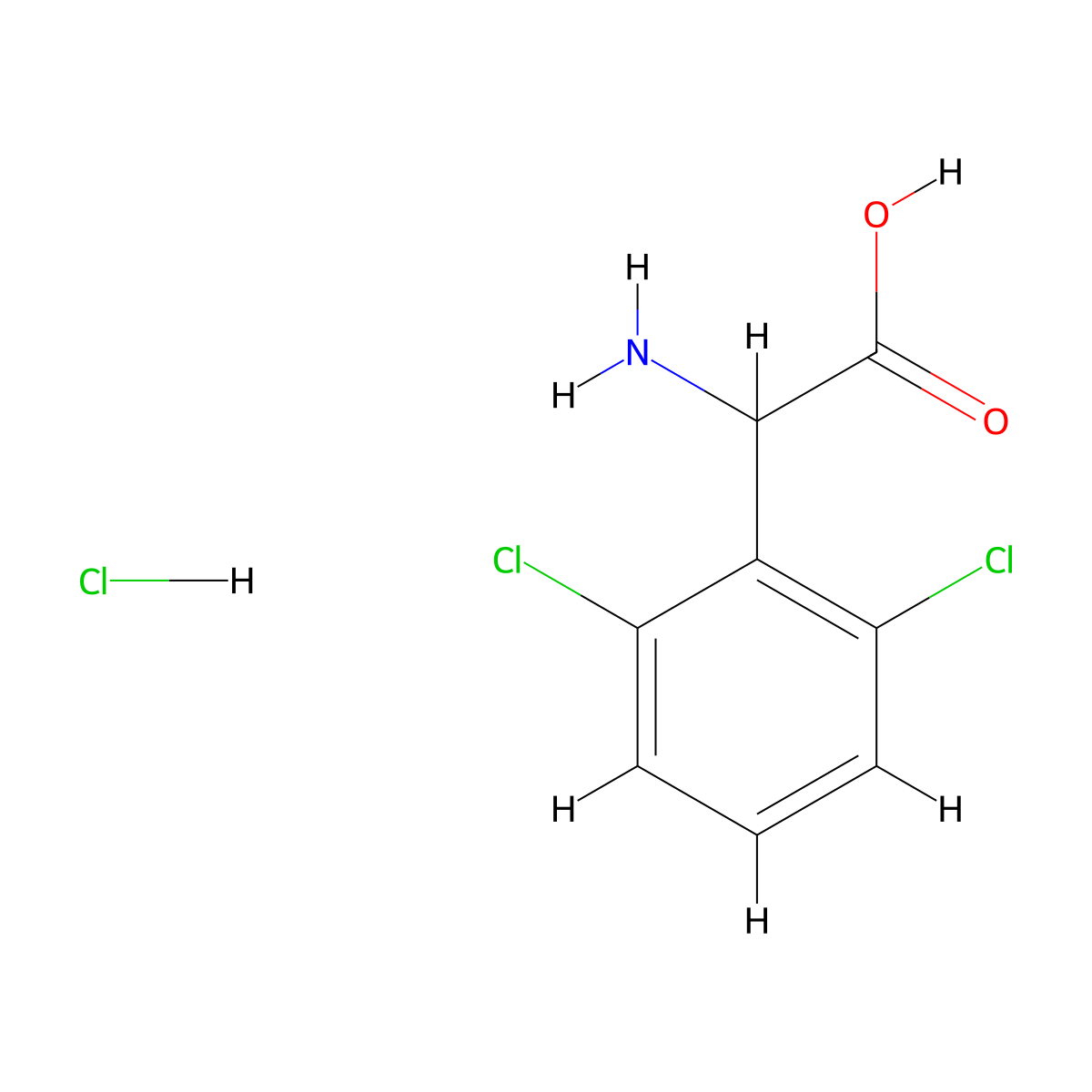 2-Amino-2-(2,6-dichlorophenyl)acetic acid hydrochloride molecular structure, CAS 2378501-46-1