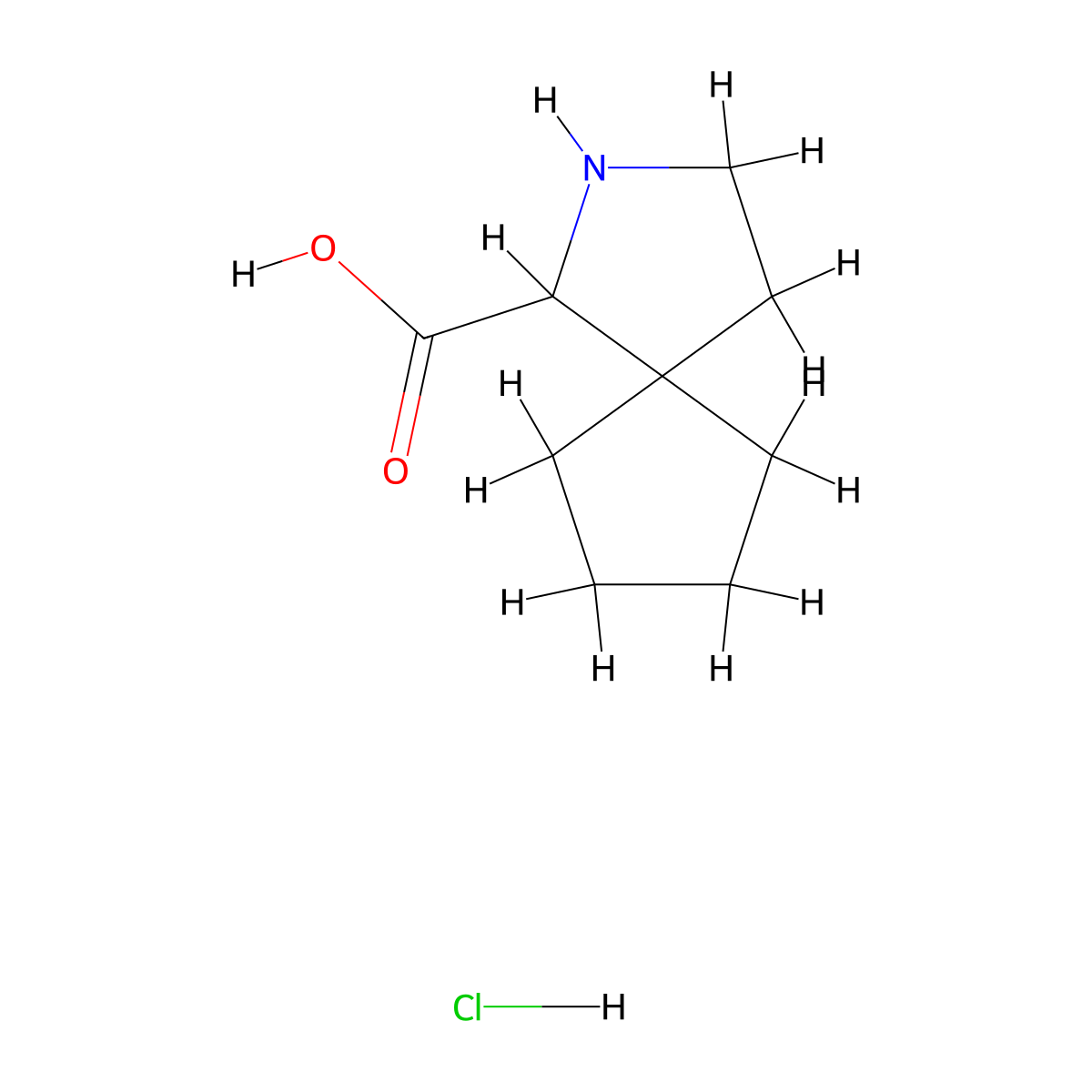 2-Azaspiro(4.4)nonane-1-carboxylic acid hydrochloride molecular structure, CAS 2378501-53-0