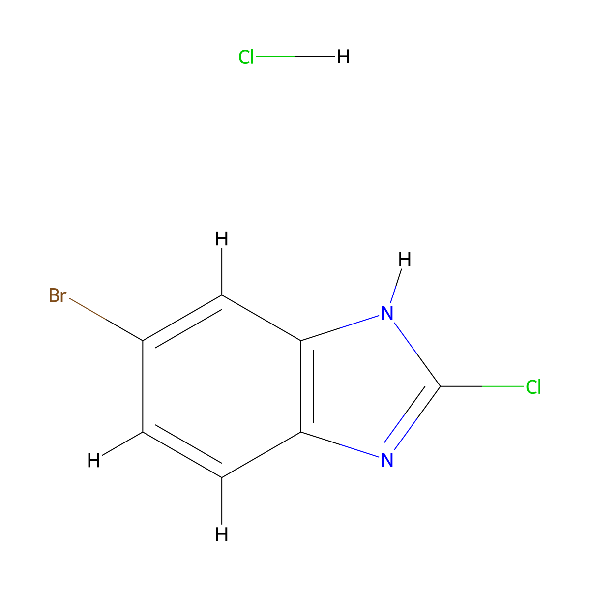 5-bromo-2-chloro-1H-1,3-benzodiazole hydrochloride molecular structure, CAS 2378501-60-9
