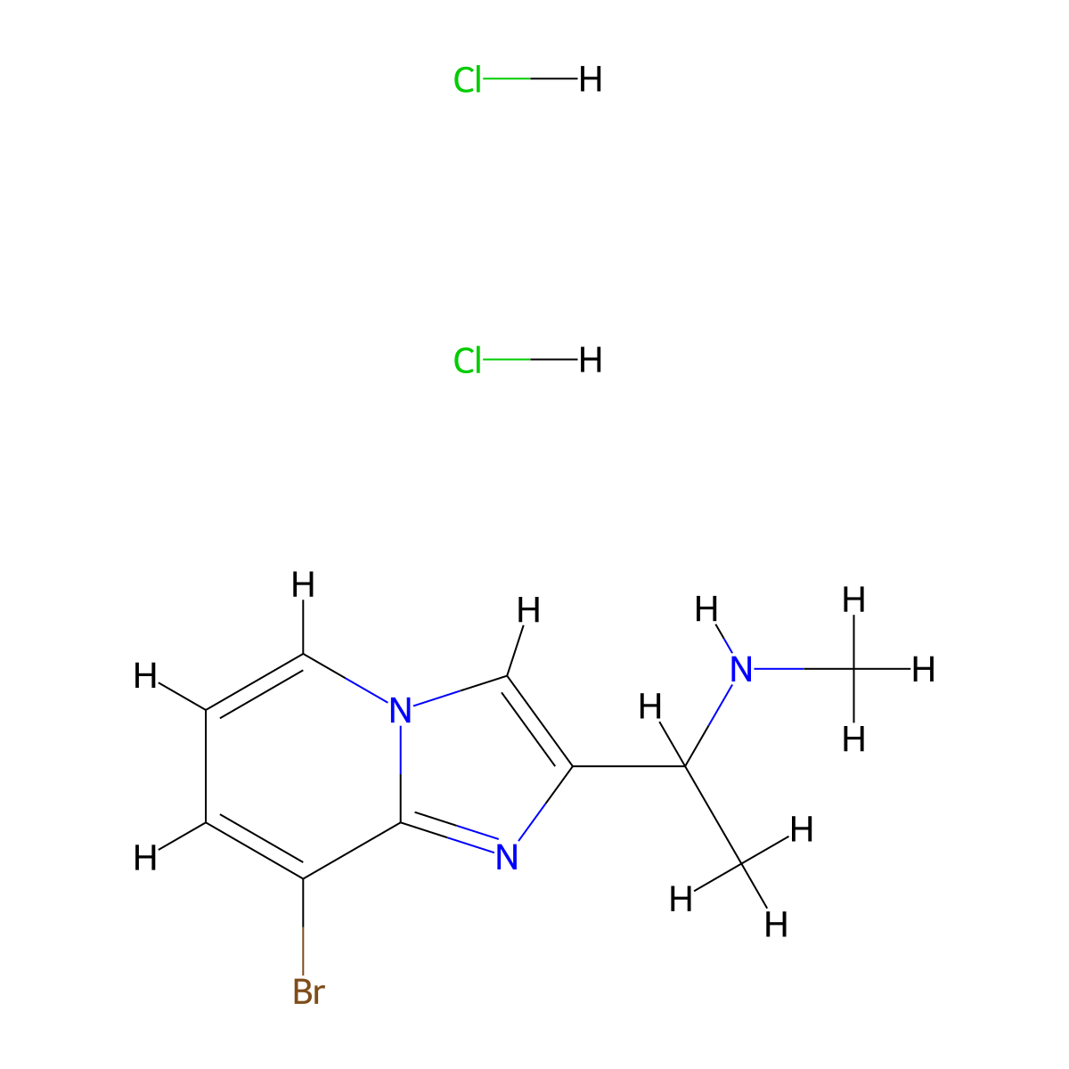 (1-{8-Bromoimidazo[1,2-a]pyridin-2-yl}ethyl)(methyl)amine dihydrochloride molecular structure, CAS 2378501-65-4