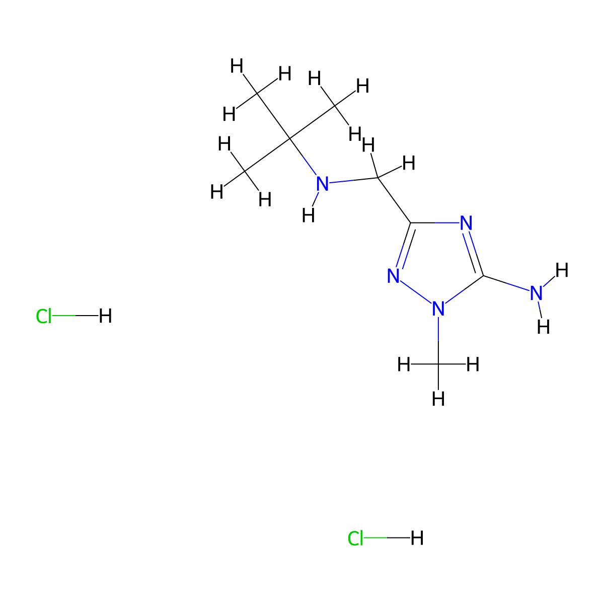 3-((tert-butylamino)methyl)-1-methyl-1H-1,2,4-triazol-5-amine dihydrochloride molecular structure, CAS 2378501-99-4