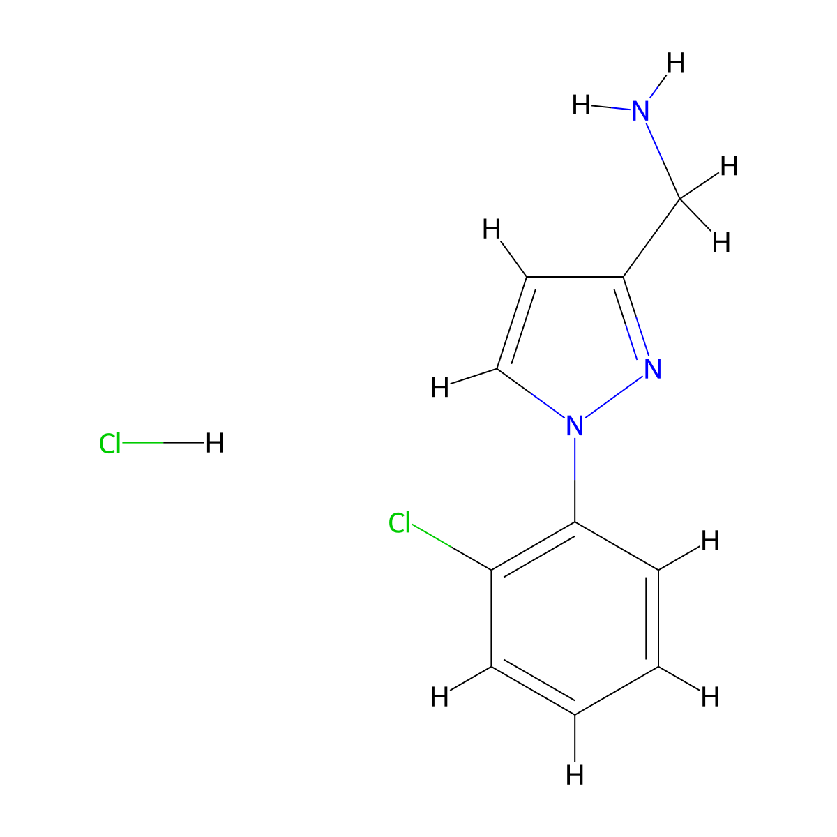 [1-(2-chlorophenyl)-1H-pyrazol-3-yl]methanamine hydrochloride molecular structure, CAS 2378502-08-8