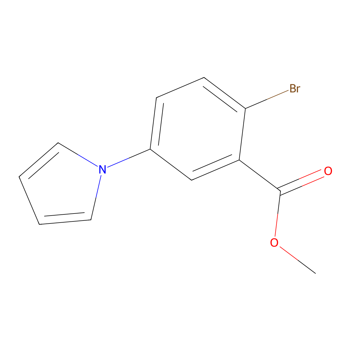 methyl 2-bromo-5-(1H-pyrrol-1-yl)benzoate molecular structure, CAS 2378502-09-9