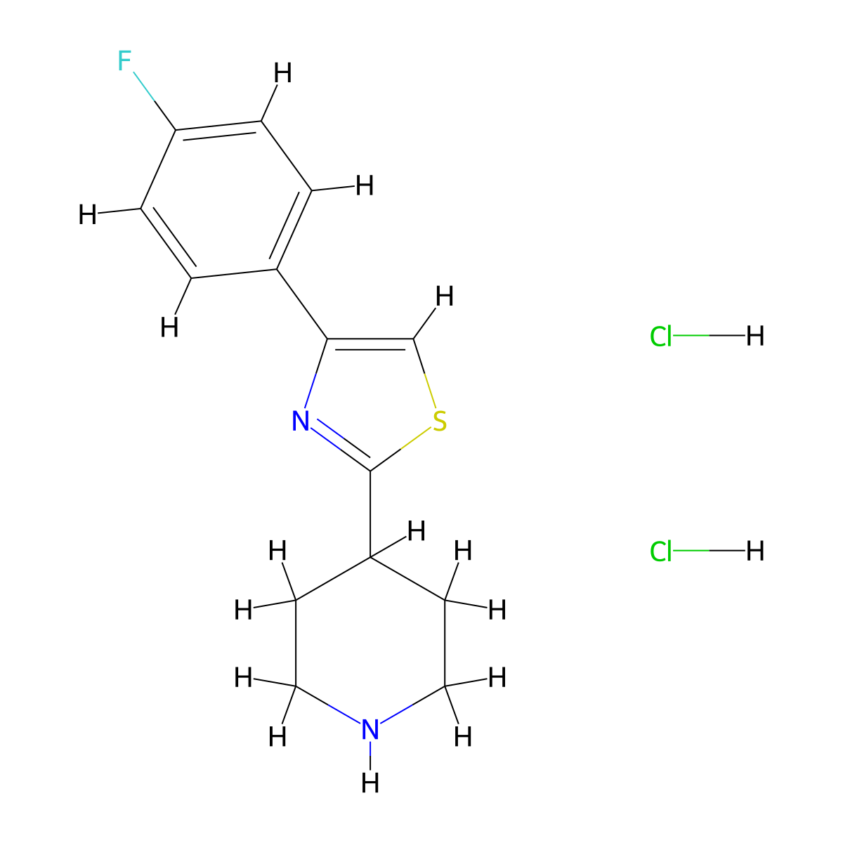 4-(4-(4-Fluorophenyl)-1,3-thiazol-2-yl)piperidine dihydrochloride molecular structure, CAS 2378502-13-5