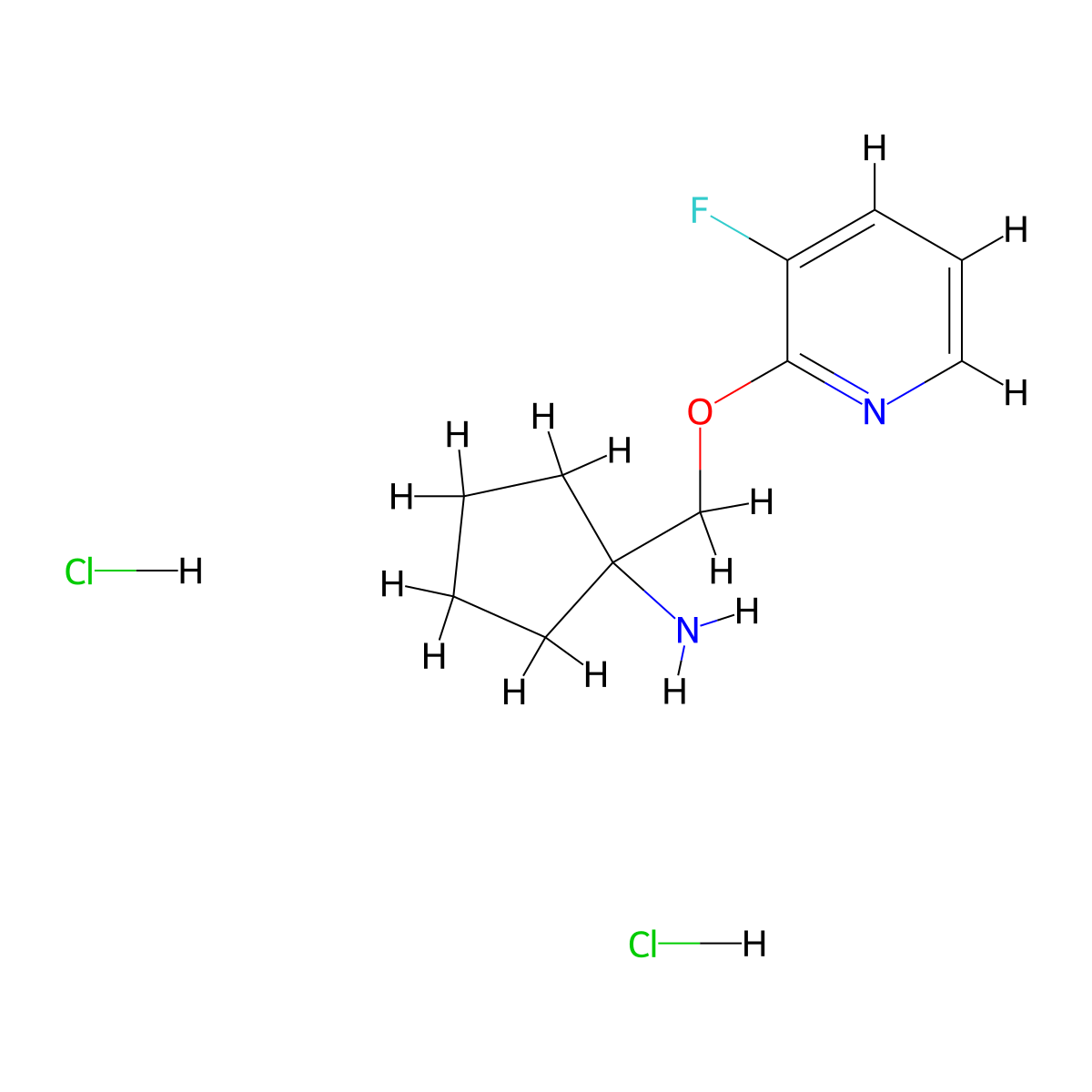 1-{[(3-Fluoropyridin-2-yl)oxy]methyl}cyclopentan-1-amine dihydrochloride molecular structure, CAS 2378502-20-4