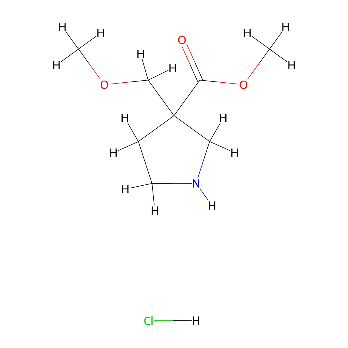 Methyl 3-(methoxymethyl)pyrrolidine-3-carboxylate hydrochloride molecular structure, CAS 2378502-26-0