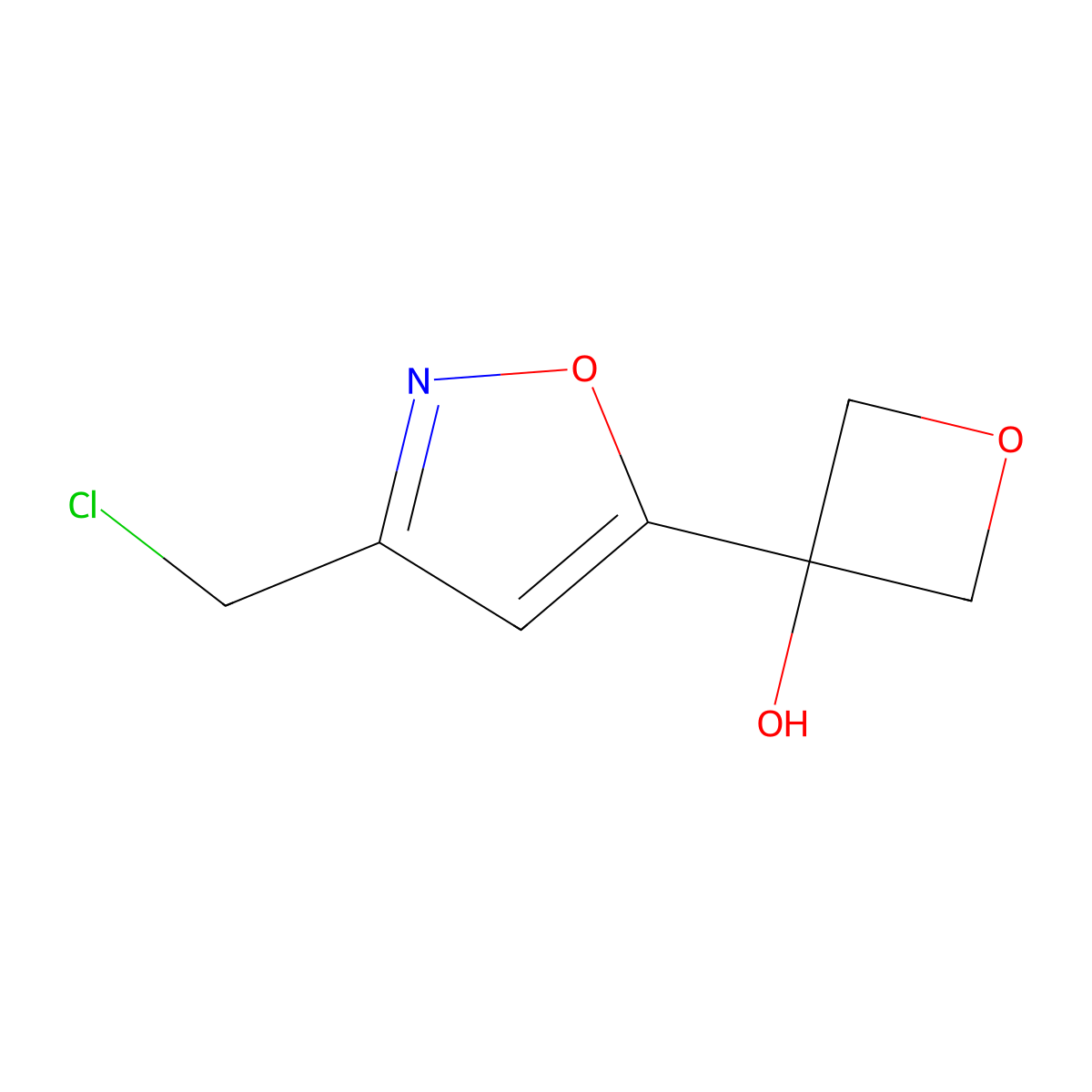 3-[3-(Chloromethyl)-1,2-oxazol-5-yl]oxetan-3-ol molecular structure, CAS 2378502-37-3