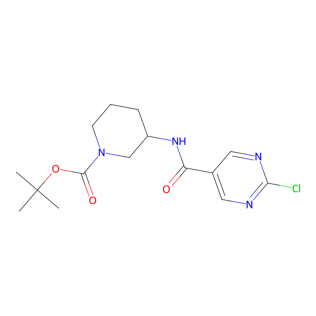 Tert-butyl 3-[(2-chloropyrimidine-5-carbonyl)amino]piperidine-1-carboxylate molecular structure, CAS 2378502-38-4