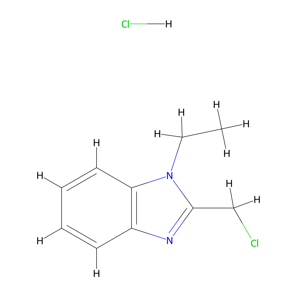 2-(chloromethyl)-1-ethyl-1H-1,3-benzodiazole hydrochloride molecular structure, CAS 2378502-46-4