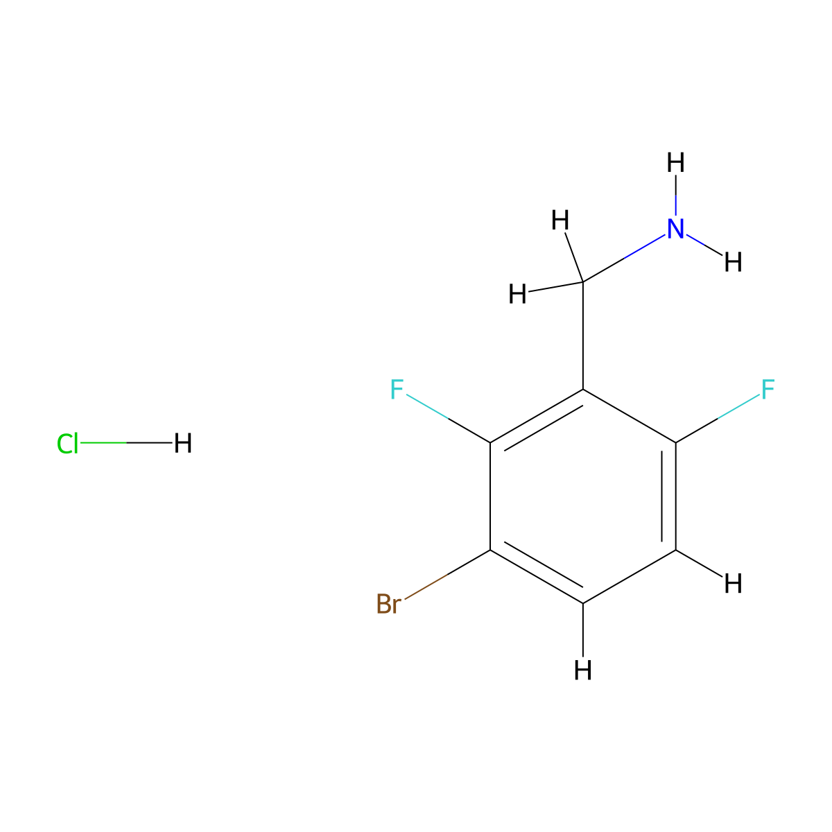 (3-Bromo-2,6-difluorophenyl)methanamine hydrochloride molecular structure, CAS 2378502-70-4