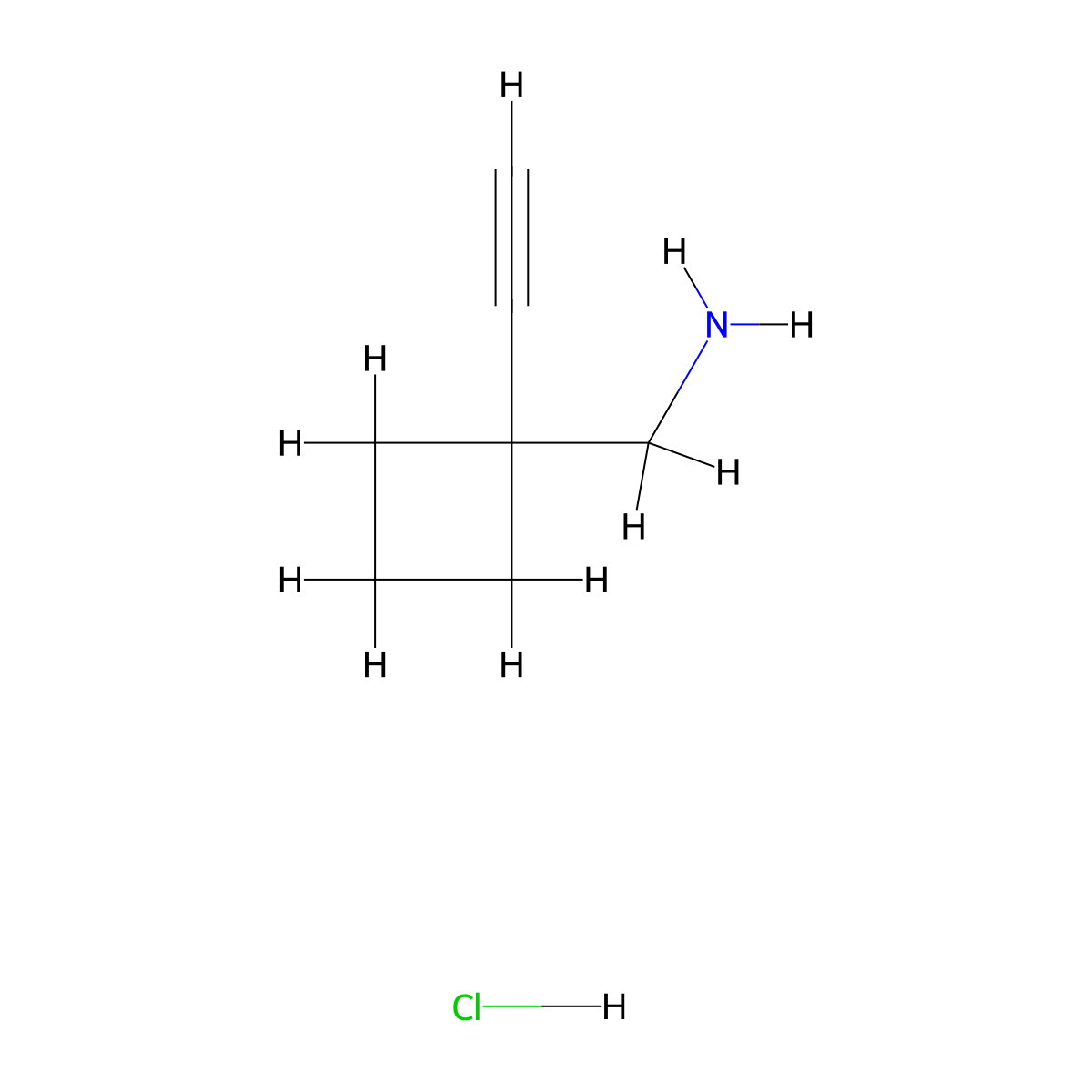 (1-Ethynylcyclobutyl)methanamine hydrochloride molecular structure, CAS 2378502-75-9