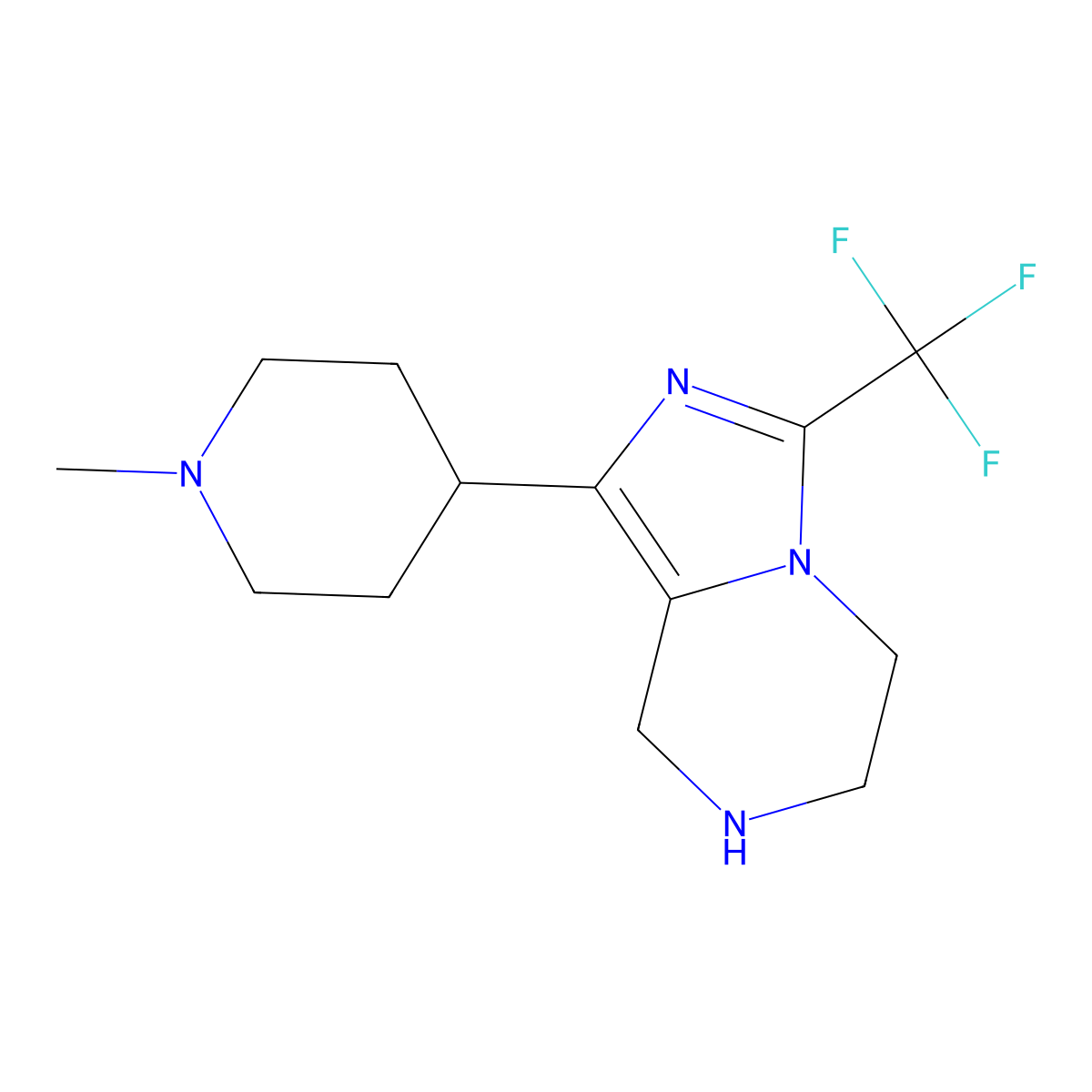 1-methyl-4-[3-(trifluoromethyl)-5H,6H,7H,8H-imidazo[1,5-a]pyrazin-1-yl]piperidine molecular structure, CAS 2378502-86-2