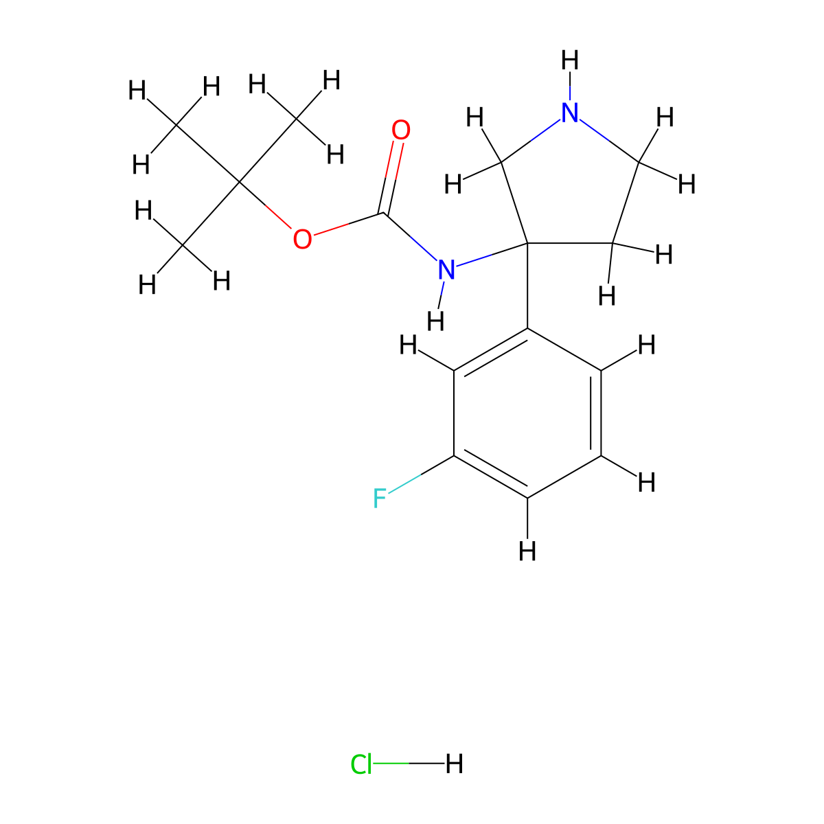 tert-butyl N-[3-(3-fluorophenyl)pyrrolidin-3-yl]carbamate hydrochloride molecular structure, CAS 2378502-88-4