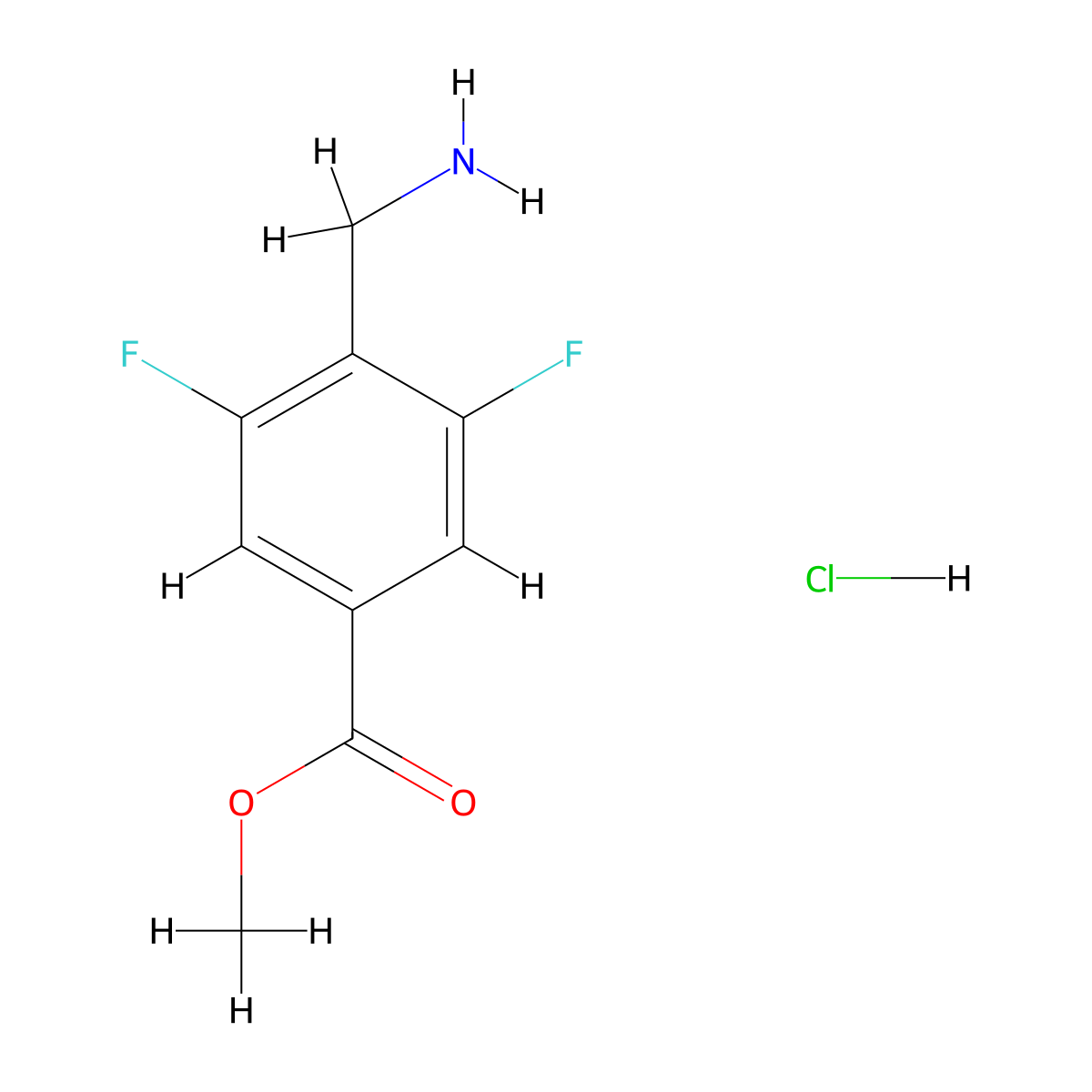 Methyl4-(aminomethyl)-3,5-difluorobenzoatehydrochloride molecular structure, CAS 2378502-95-3