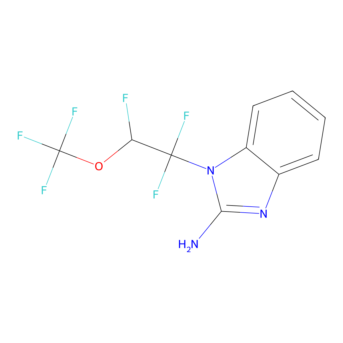1-[1,1,2-trifluoro-2-(trifluoromethoxy)ethyl]-1H-1,3-benzodiazol-2-amine molecular structure, CAS 2378502-97-5