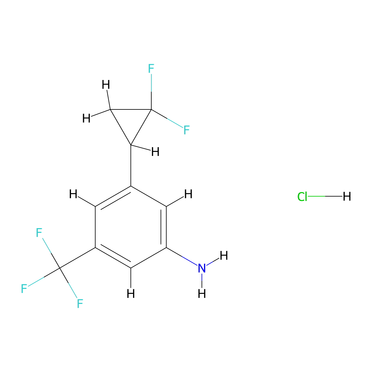 3-(2,2-Difluorocyclopropyl)-5-(trifluoromethyl)aniline hydrochloride molecular structure, CAS 2378503-07-0