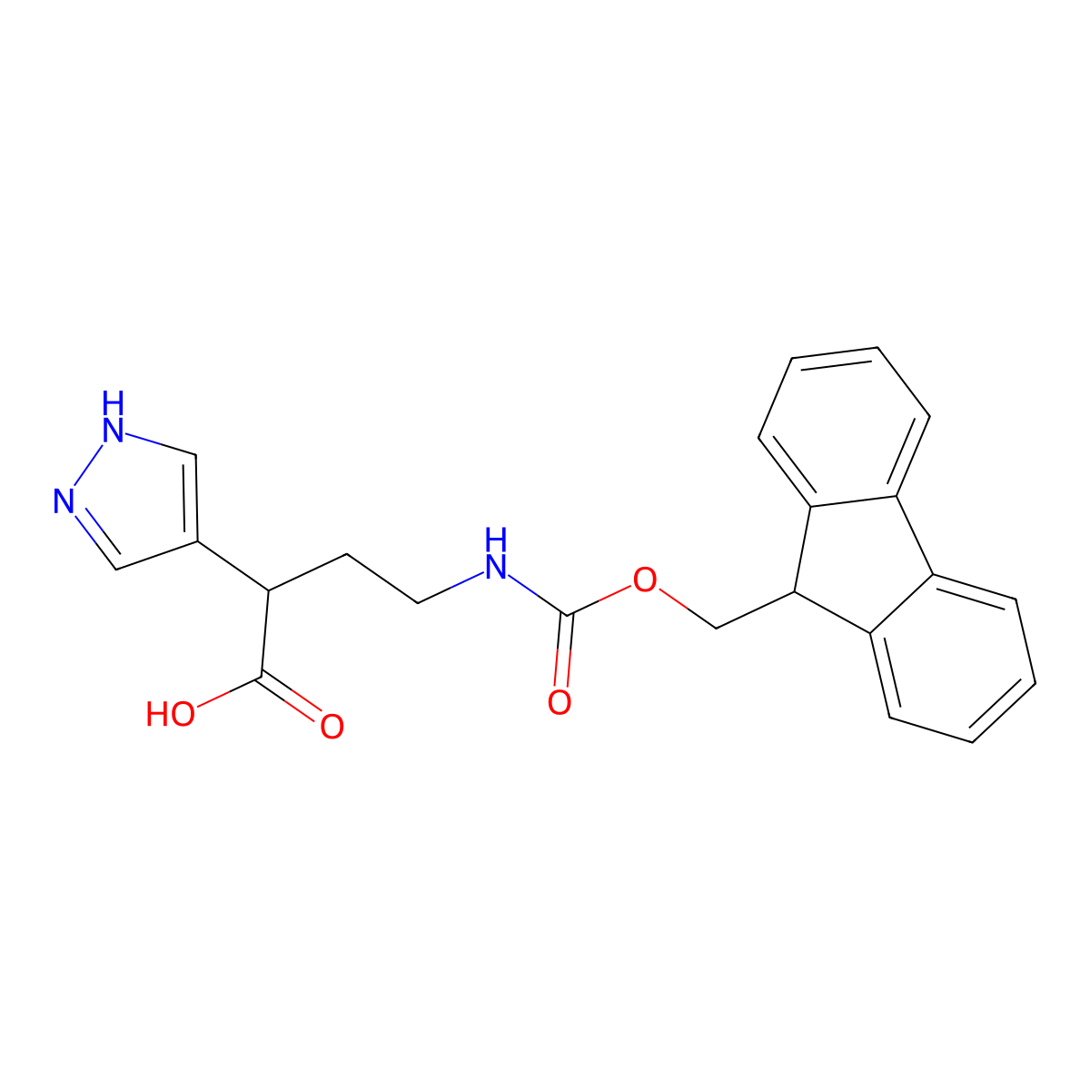 4-(9H-Fluoren-9-ylmethoxycarbonylamino)-2-(1H-pyrazol-4-yl)butanoic acid molecular structure, CAS 2378503-11-6