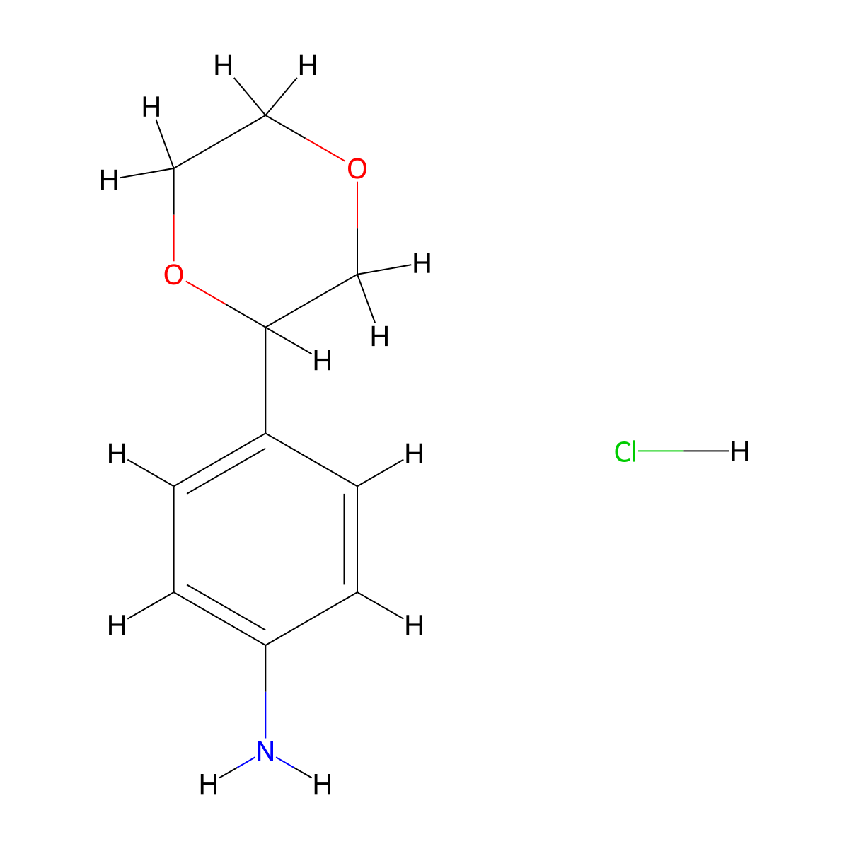4-(1,4-Dioxan-2-yl)aniline hydrochloride molecular structure, CAS 2378503-21-8