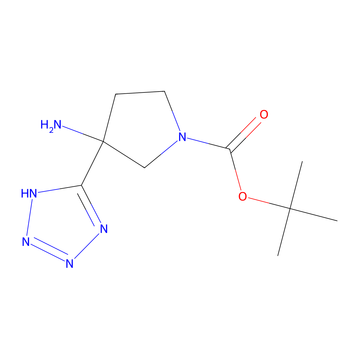 tert-butyl 3-amino-3-(1H-1,2,3,4-tetrazol-5-yl)pyrrolidine-1-carboxylate molecular structure, CAS 2378503-23-0