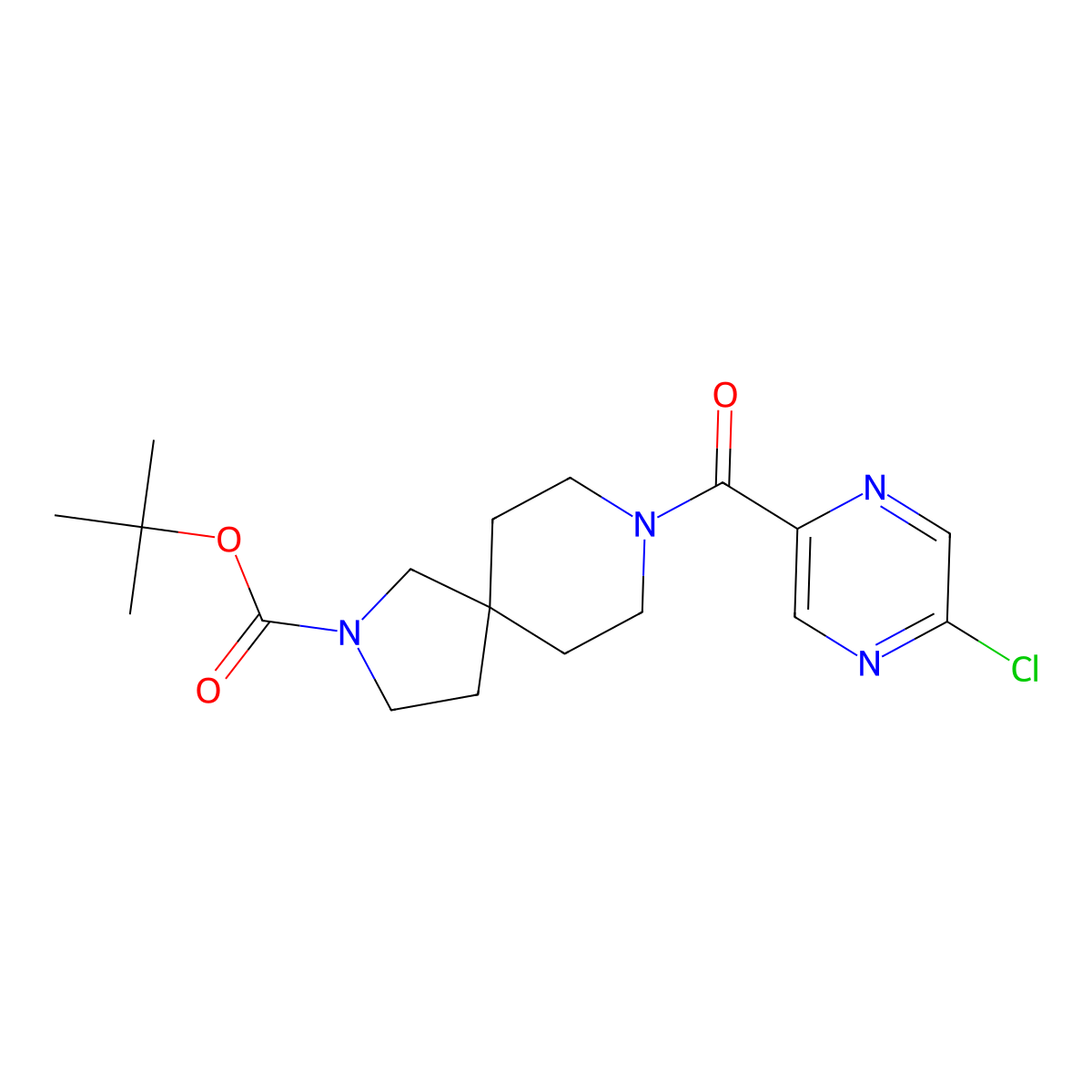 Tert-butyl 8-(5-chloropyrazine-2-carbonyl)-2,8-diazaspiro[4.5]decane-2-carboxylate molecular structure, CAS 2378503-25-2